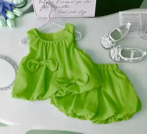 Summer Cotton dress for kids and childs|||Green girl-image-35