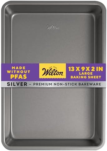 Wilton Silver Non Stick Oblong Cake Pan, Perfect for Cake and Las...