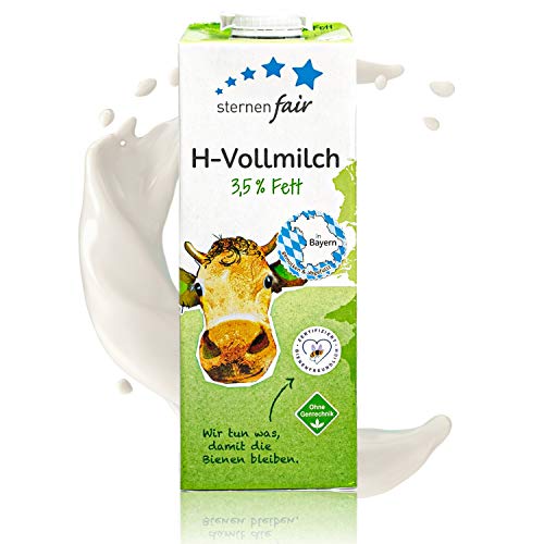 sternenfair - H-Vollmilch 3,5 % in 1 Liter Packung - Haltbare Milch aus Bayern - Artgerechte Tierhaltung, ohne Gentechnik und Bienenfreundliche Flächenbewirtschaftung Cover
