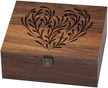 EDUROMI Walnut Wooden Memory Keepsake Box with Hinged Lid and Latch for Precious Items, Decorative Storage Box Store Jewelry Toys Keepsakes Photos Gift Boxes