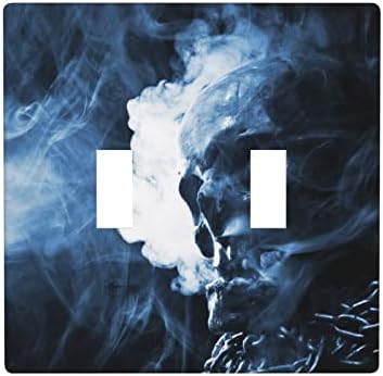 MESRASEY Skull Smoke Ghost Abstract Light Switch Cover Wall Plate Double 2 Gang Light Switch Plate Switch Plates Switch Cover Plate for Home Decor