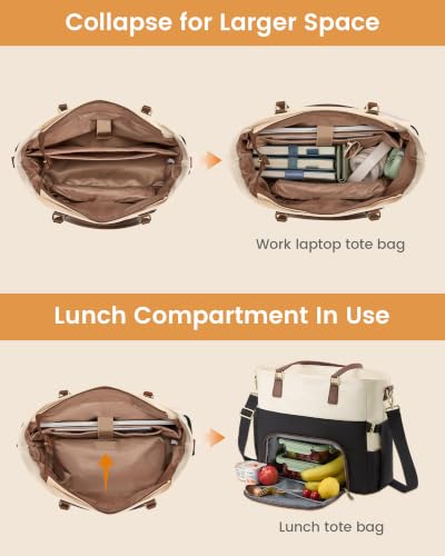 Image of LOVEVOOK Lunch Tote Bag for Women, Work Laptop Bag with Lunch Compartment