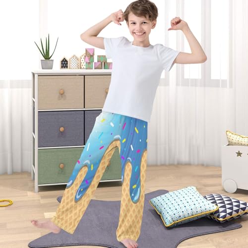 Boys' Jogger Pants Blue Ice Cream White Circle Kids Joggers Bottoms Trousers Sweatpants with Pockets Size 6-144