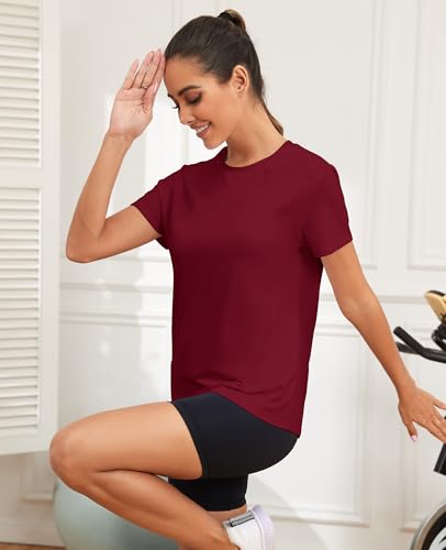 Image of KevaMolly Workout Tops for Women UPF50+ Breathable Loose Fit Yoga T Shirts Short Sleeve Running Gym Athletic Tee Top