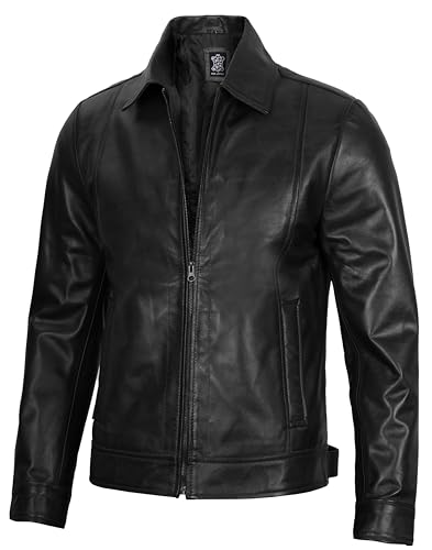 fjackets Mens Brown Leather Jacket - Real Leather Jackets For Men - Shirt Collar Style Leather Jacket Men4