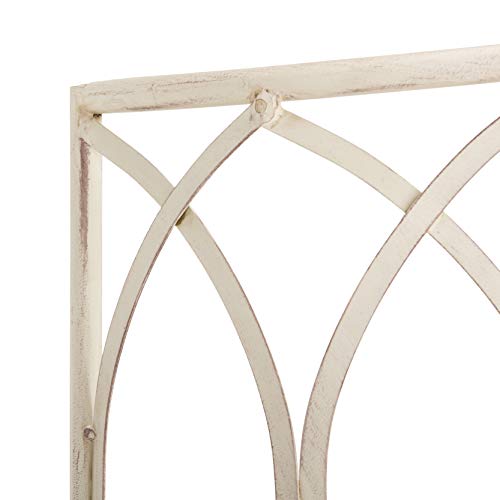 Image of SAFAVIEH Outdoor - Abia Iron Tree Bench - Distressed White Iron Metal - Vintage Scrollwork Garden Design - Ideal for Patio, Deck, Porch, Garden, 17 inch Seat Height (PAT5018A)