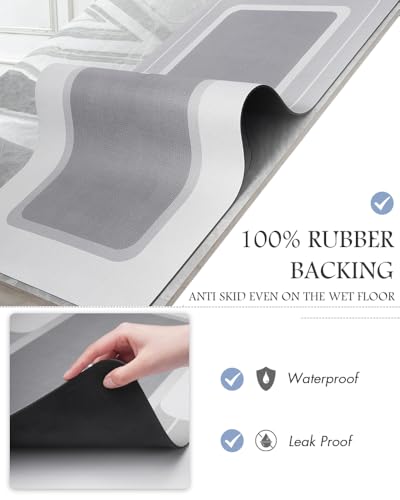 Image of MontVoo-Bath Mat Rug Long Non Slip Super Absorbent Bathroom Runner Stain Resistant Quick Dry Thin Bathroom Mat Fit Under Door-24 inchx70 inch,Gray