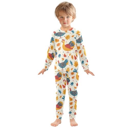 Pajama Sets Long Sleeve Autumn Leaves and Turkey Soft Comfy Sleepwear 2 Piece PJS 3-8T2