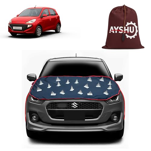 Image of AYSHU Dustproof Car Protection with Spikes for Dogs Compatible with Hyundai Santro | Anti-Scratch Bonnet Guard | Heavy Duty Waterproof & UV Resistant Car Body Cover, Black