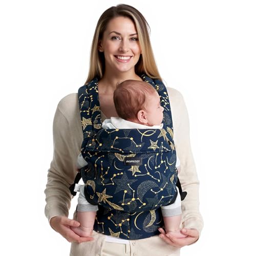 Image of Momcozy PureHug Baby Carrier-Ergonomic, Cozy & Lightweight for 3.2-20.4 kg | Easy to Put On, IHDI Hip-Healthy, 3D EVA Lumbar Support, X-Straps for Even Weight Distribution, 100% Cotton, Starry Night