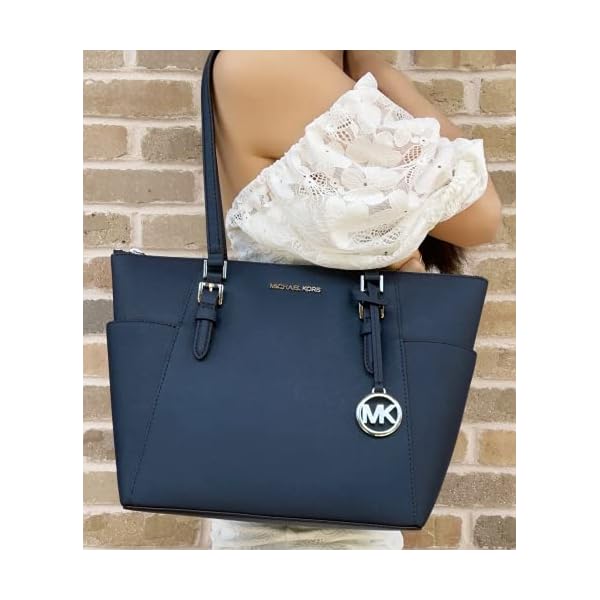 Michael-Kors-Charlotte-Large-Top-Zip-Tote Michael Kors Charlotte Large Top Zip Tote (Navy/Silver Hardware)