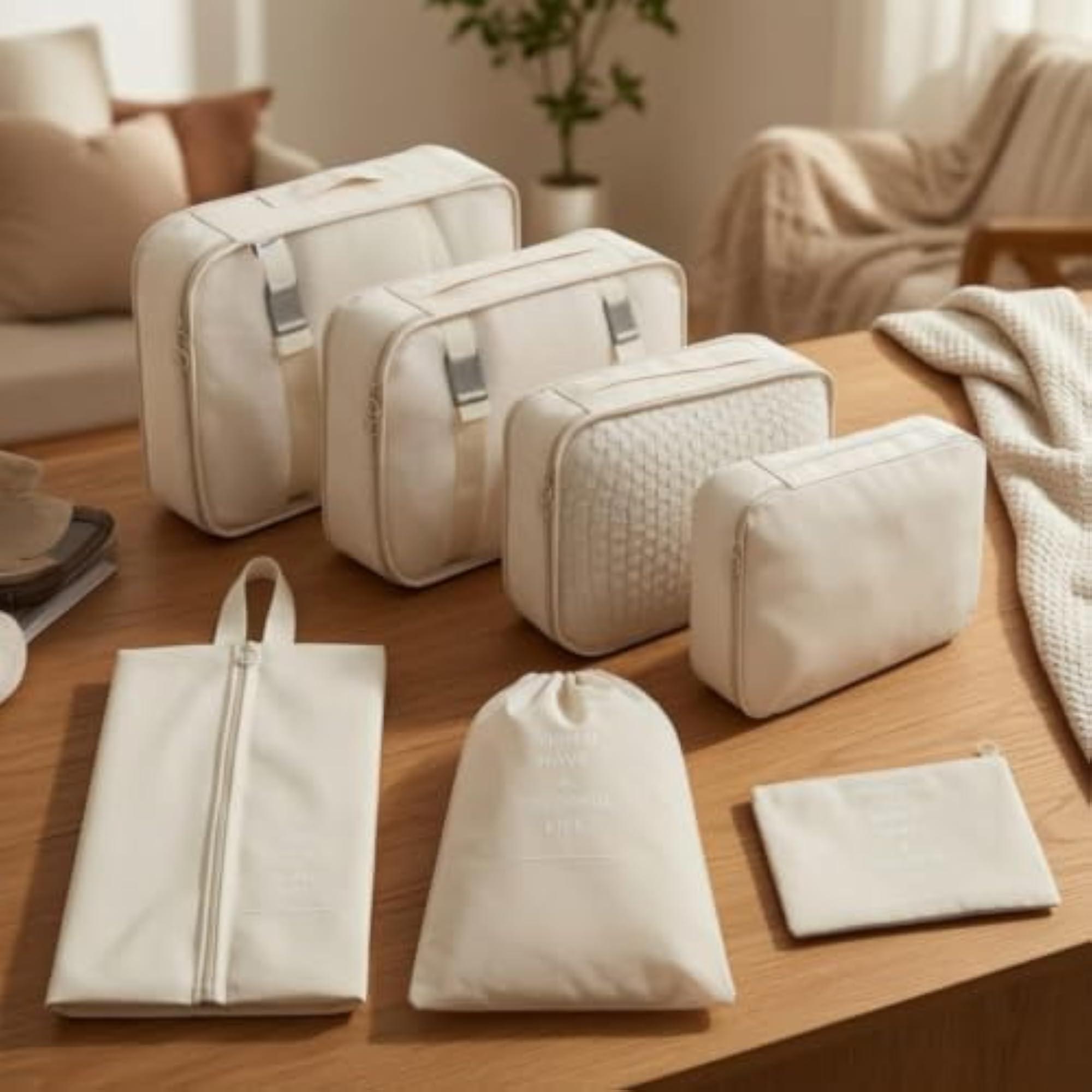 7 Pieces Space-Saving Travel Organizer Set, Lightweight Packing Cubes