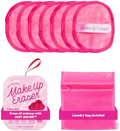The Original MakeUp Eraser 7-Day Set, Erase All Makeup with Just Water, Including Waterproof Mascara, Eyeliner, Foundation, Lipstick, Sunscreen, and More! Original Pink, 7ct.