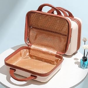 BIGXEN Mini Suitcase Hard Makeup Case Travel Case Toiletries Women Cartoon Travel Suitcase Storage Bag Cosmetic Case Box Beauty Makeup Case Bag with Lock System 4