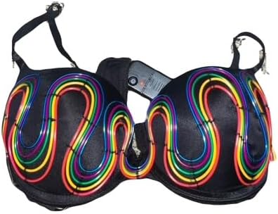 Light Up Bra Costume Bras Rave Dancing Bra LED Flashing Accessories for Rave Parties EDC Events Rainbow (Wavy)