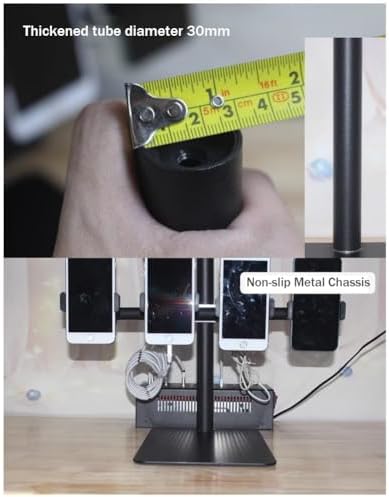 Adjustable Metal Phone Stand - Universal Holder for Desk & Bed, Ideal for Video Recording, Streaming, Cooking, Fitness, Vlogging - Compatible with All Smartphones & Tablets