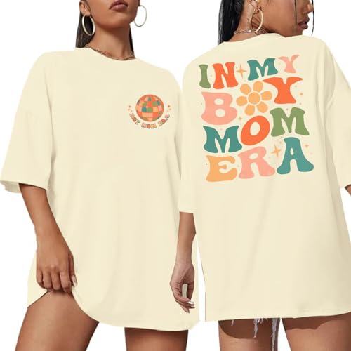 Image of Boy Mom Shirts Mama Tops : Women Oversized Mama Graphic Tees Mom Tshirt Tops