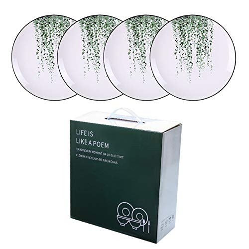 rismart Set di 4 pezzi Ceramica Piatti da Tavola 20.3 cm Rotondo Porcellana Piattini Stoviglie per Dolce Insalata Frutta Pasto Aperitivo, Amaranthus