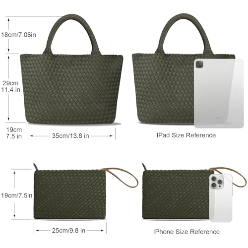 Bolso grande tejido para mujer con asa de neopreno miniatura 2