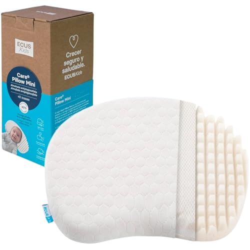 Ecus Kids | Cojin Plagiocefalia Bebe Care Pillow Mini 55 cm. Almohada Que Previene Cabeza Plana y Plagiocefalia Postural. Tejido Hipoalergénico y Transpirable, Desenfundable y Lavable