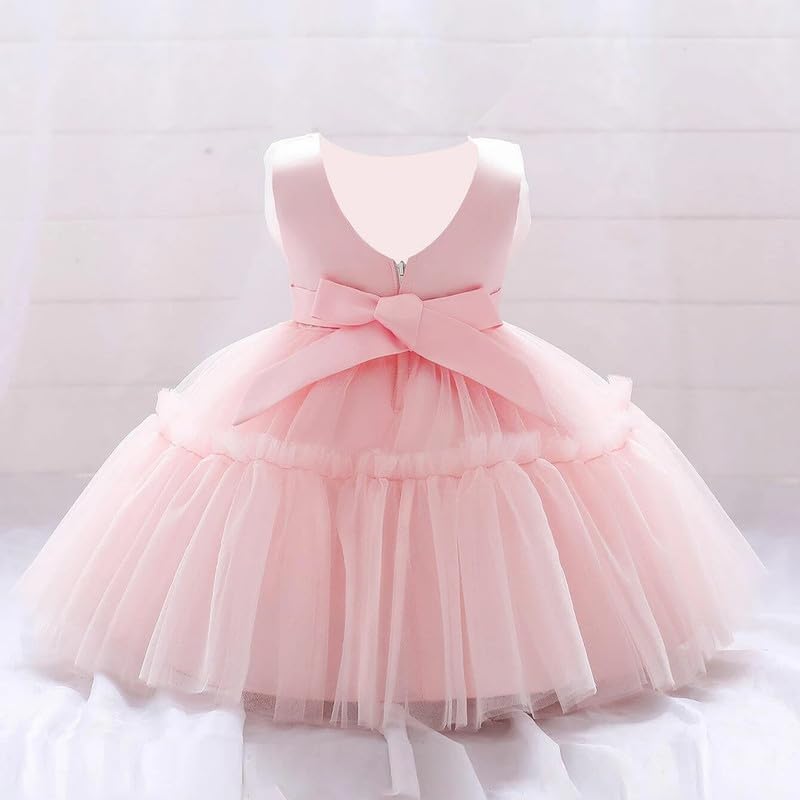 Image of Niren Enterprise Buggu Net Flared Ruffle Pattern Sleeveless Baby Girl's Knee Length Frock