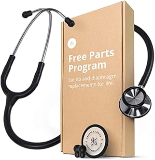 Clinical Grade Dual-Head Stethoscope by GreaterGoods. Classic Lightweight Design for The Medical Professional (Black Steel)