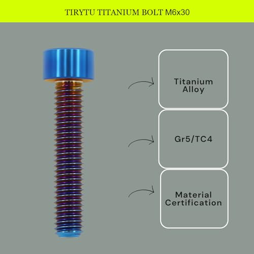 Image of M6x30 Titanium Bolts Socket Head Cap Screw, Burnt Blue, 4PC | Lightweight Design, Ideal for Humid /Salty Environments, Socket Head Hex Key No Washer, MTB /Motorcycle Bolts
