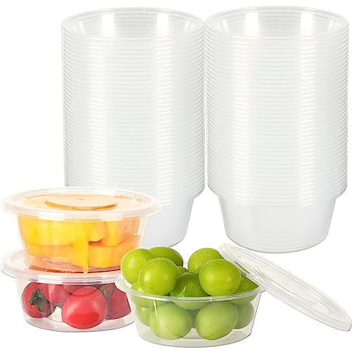 Augshy 40 Pack 6oz Slime Containers with Lids Jello Shot Cups Condiment Containers Plastic Portion Cups with Lids for Salad Dressing Food Storage Containers