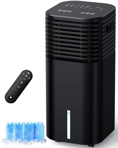 FANCOLE Windowless Portable Air Conditioners with 4Modes & 3Speeds, 15H Timer for Smart Auto-off, 2Gal Tank for 20H Cooling, Evaporative Air Cooler 17 FT Remote, 120° Swing Swamp Cooler No Hose Needed