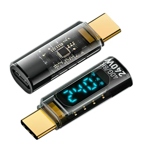 Ouitble Adaptador USB C Potente de Potencia Tester 240W USB C Male a Femenino Adaptador de Extensión 40Gbps 8K 60Hz Video con Pantalla Digital LED para Almohadilla de Teléfono