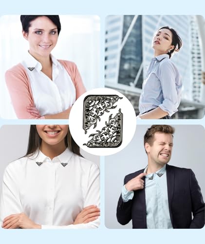 Image of 2 PCS Brocher for Men Suit, Collar Pins, Formal Tie Pin for Men with Brooch Design, Black Shirt Collar Accessories with Intricate Openwork Pattern, Sophisticated Men's Fashion Accessory for Business Attire