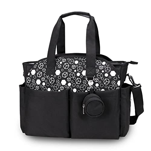 Bolsa de Pañales Totalizador Gran Capacidad Mango de Piel Sintética Bolsillos Aislados Bolso Bandolera con Estuche para Chupete Correa de Mensajero Ajustable,White