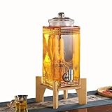 7.5l,Glasgetränkespender, 5L, 7,5L, 10L Wasserspender mit ABS-Wasserhahn und Bambussockel, Kaltwasserflaschen-Getränkespender, für das Büro