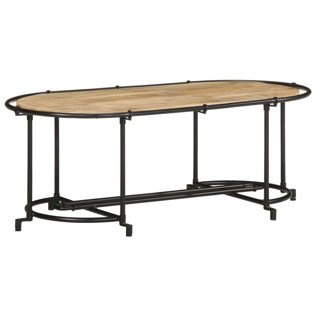 Homgoday Tavolino da caffè 110 x 55 x 40 cm, in legno massello di mango grezzo, tavolino da tè, per soggiorno, sala d'accoglienza degli ospiti, ufficio e corridoio
