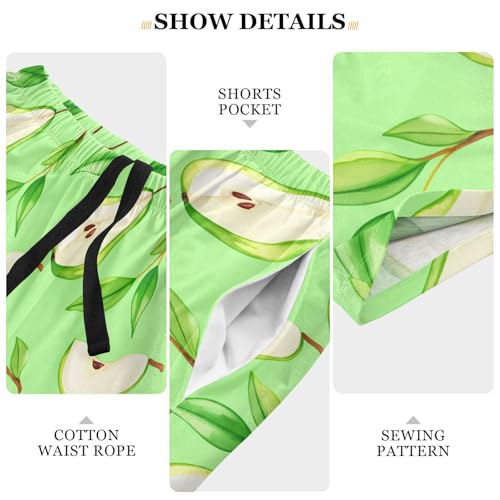 Green Pear Leaves Pajama Shorts for Men Lounge Pants Pajama Pants Men's Separate Bottoms with Pockets, S-XXL-XXL4