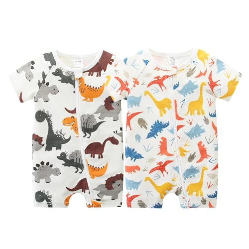 JingleBaBa Newborn Baby Boy Clothes Cute Bodysuit Short Sleeve Romper for 3-6Months