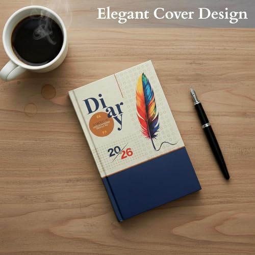 Image of TULMAN 2026 Diary Pack of 2 Hardcover Design Everyday Notebooks (23 x 18 cm), Best for Study Planner, Personal Journal, Business Planning & Stationery Lovers - creamy beige