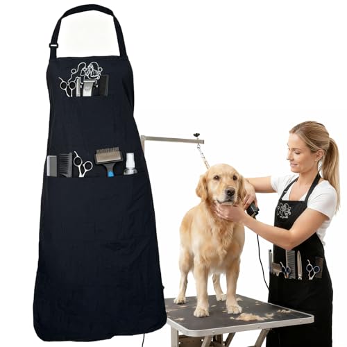 Gliitatu Dog Grooming Apron Smock Waterproof Apron for Dog Groomer Hair Resistant Barber Apron for Salon (1 Pack)