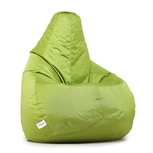 Image of SATTVA All Weather /Outdoor Combo Classic Bean Bag Cover with Round Footstool Cover (Without Beans) Green Colour, Size- XXL
