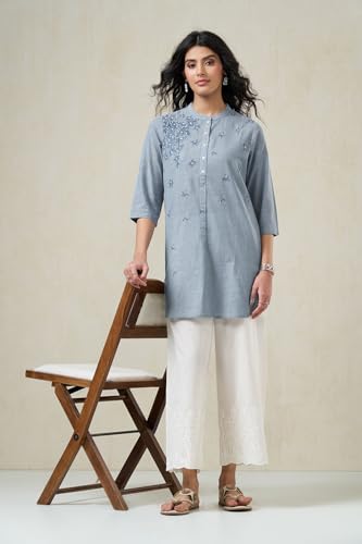 Image of Rangmanch by Pantaloons Women's 100% Cotton Bottoms | Regular Fit | Mid Rise Waist | Ankle Length