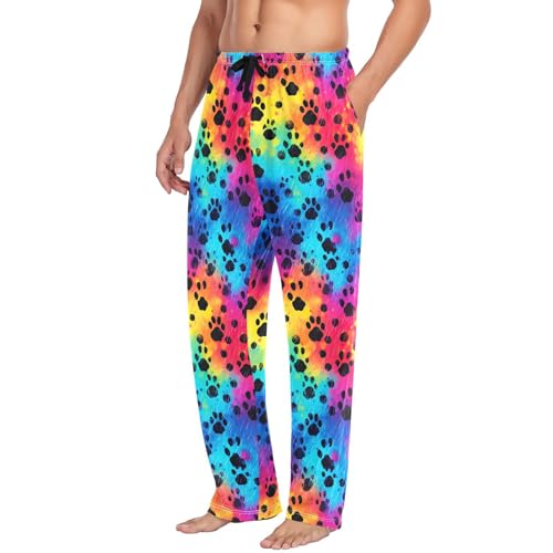 Men's Cat Paw Rainbow Pajama Pants with Pocket S 202a30144