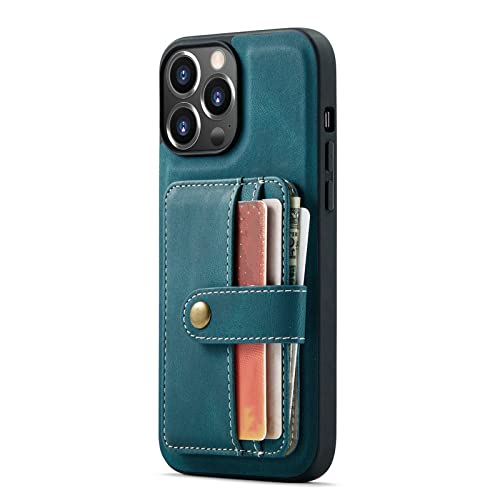 Étui portefeuille amovible pour Samsung S21 FE avec porte-cartes magnétique en cuir bleu