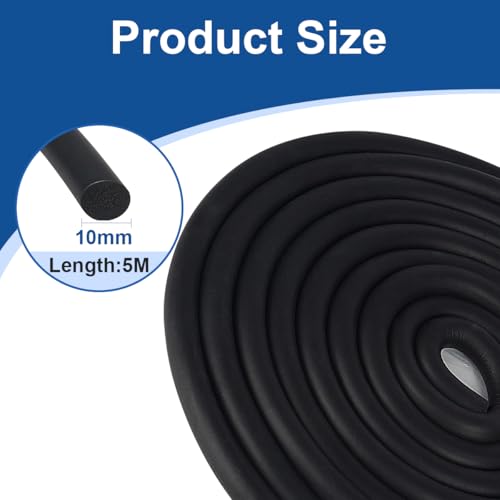 SDLDEER Backer Rod for Gaps and Joints 10mm x 5m, Black Foam Rubber Caulk Saver Door Seal, Weather Seal Strips, Concrete Crack Filler - Image 2