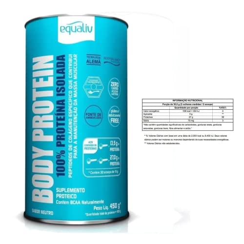 3x Body Protein Equaliv 450g 100% Proteína Isolada