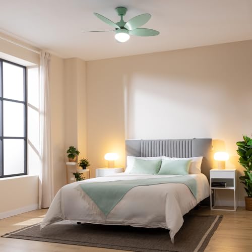 Cecotec - Ventilateur de Plafond avec Lumière EnergySilence Aero 4260 Full Mint - 40 W, Diamètre 106 cm, Lampe Intégrée, Télécommande, Minuterie 8 Heures, 6 Vitesses, 5 Pales, Été/Hiver