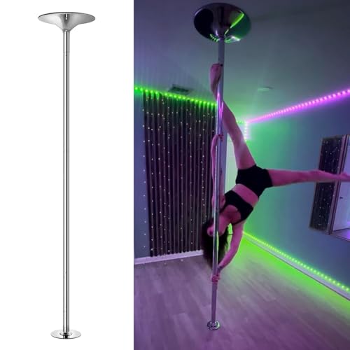 BBHW Apartment Friendly Stripper Pole Full Kit, Removable Spinning Steel Pole for Dancing, Party Pole Dance Pole Adjustable Height (Color : 2.95M-3.075M(9.7FT-10FT))