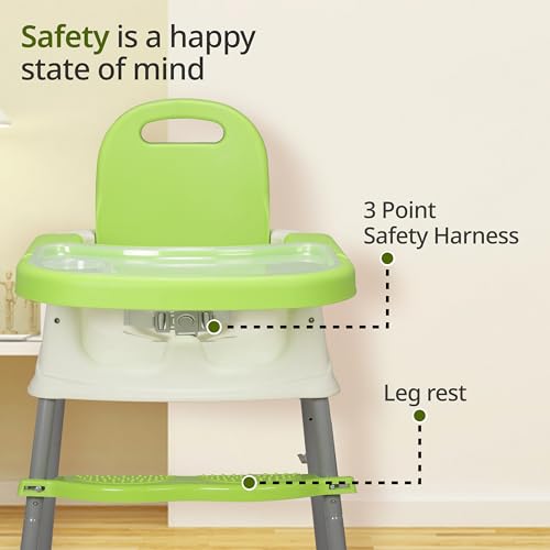 Image of LuvLap 4 in 1 Convertible Baby High Chair with footrest, Convertible to High Chair, Low Chair, & Booster Seat, Essential for Baby Feeding (Green) (Pack of 2)