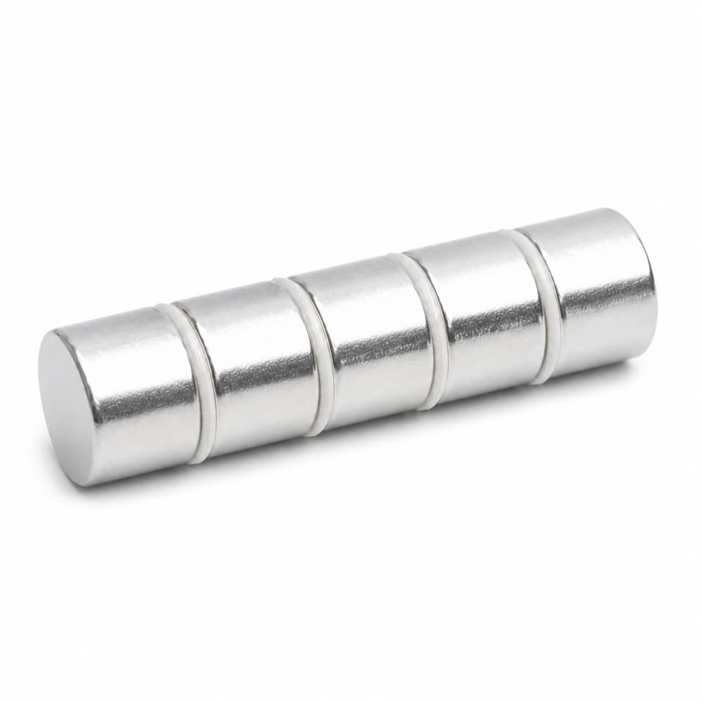 25 piezas imanes de neodimio cilíndricos 14x10 mm N38, extra fuertes y niquelados, ideales para bricolaje, manualidades, electrónica y uso industrial