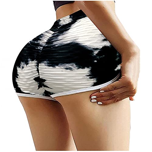 HHoo88 TIK Tok Leggings Shorts,High Waisted Butt Lifting Yoga Shorts for Women Workout Pants Running Legging Black and White