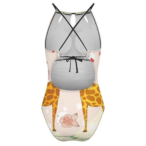 Maillot de bain contrôle ventre imprimé girafe effet sculptant